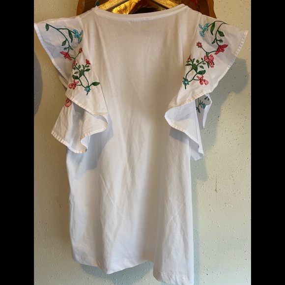 ZARA Basic Collection Ruffle Sleeve Top Size M - Picture 3 of 4